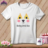 MyDesigns Physical Item S / White Patchwork Face - Resting Stitch Face ~ Premium Tee