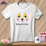 MyDesigns Physical Item S / White Patchwork Face - Resting Stitch Face ~ Relaxed Fit Tee