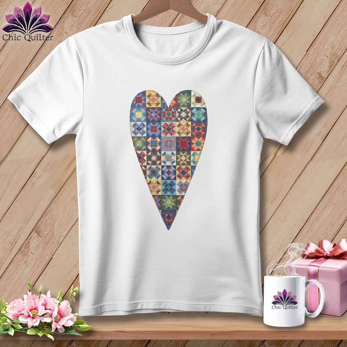 MyDesigns Physical Item S / White Patchwork Heart ~ Premium Tee