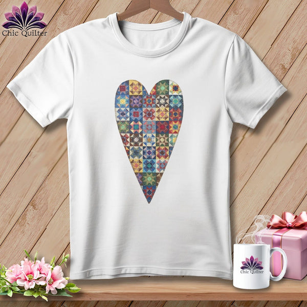 MyDesigns Physical Item S / White Patchwork Heart ~ Premium Tee