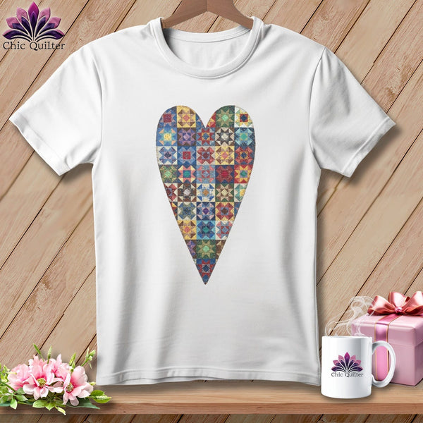 MyDesigns Physical Item S / White Patchwork Heart ~ Relaxed Fit Tee