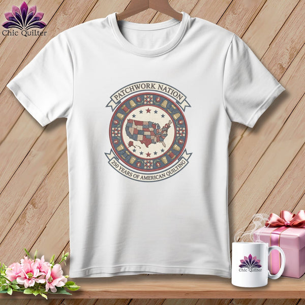 MyDesigns Physical Item S / White Patchwork Nation 250 Years of American Quilting ~ Relaxed Fit Tee