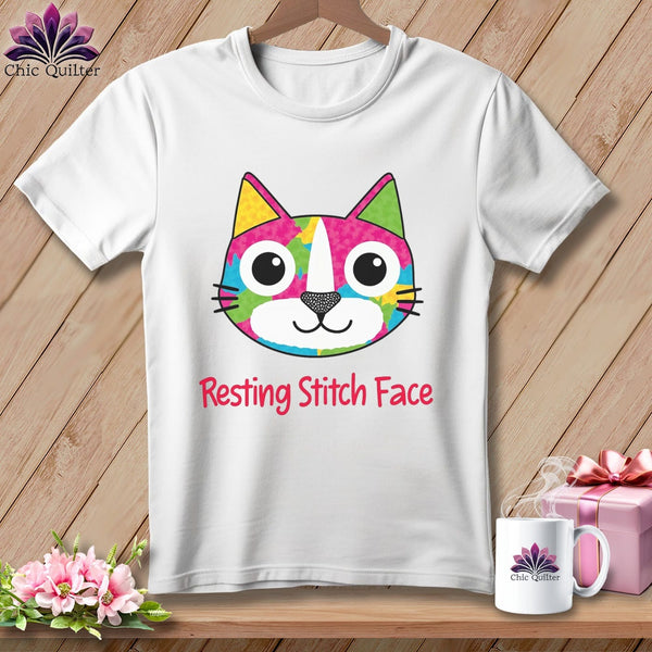 MyDesigns Physical Item S / White Patchwork Smile - Resting Stitch Face ~ Premium Tee
