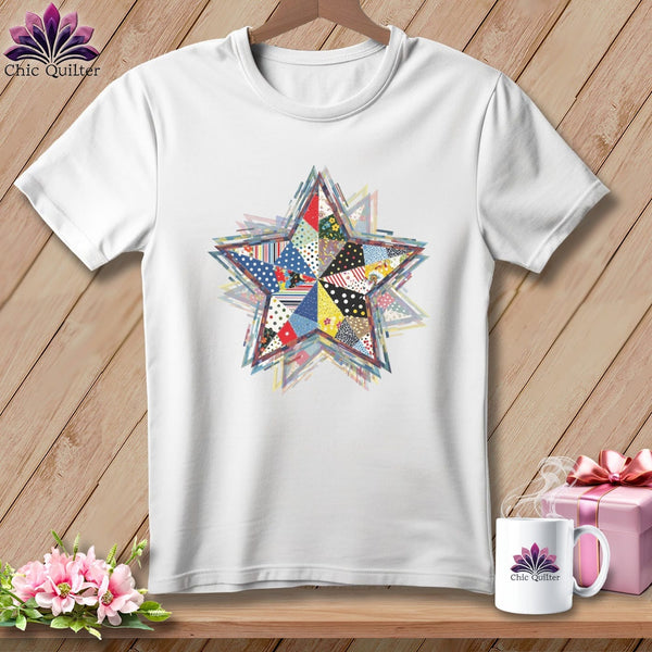 MyDesigns Physical Item S / White Patchwork Star ~ Relaxed Fit Tee