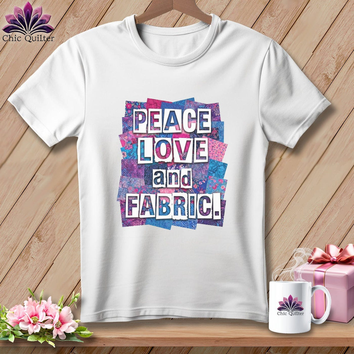 MyDesigns Physical Item S / White Peace Love and Fabric ~ Premium Tee