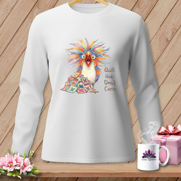 MyDesigns Physical Item S / White Quilt Hair Don’t Care ~ Chaos Finch ~ Long Sleeve Tee