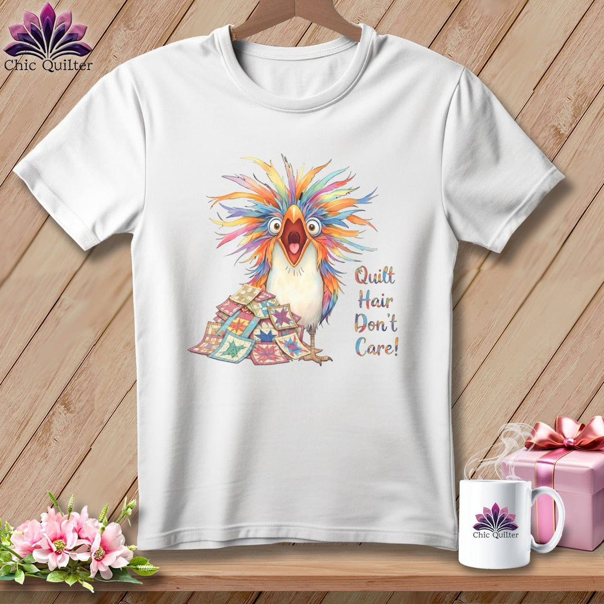 MyDesigns Physical Item S / White Quilt Hair Don’t Care ~ Chaos Finch ~ Relaxed Fit Tee