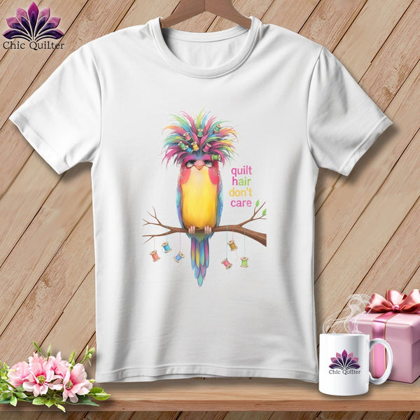 MyDesigns Physical Item S / White Quilt Hair Don’t Care ~ Curlene Spoolworth ~ Relaxed Fit Tee