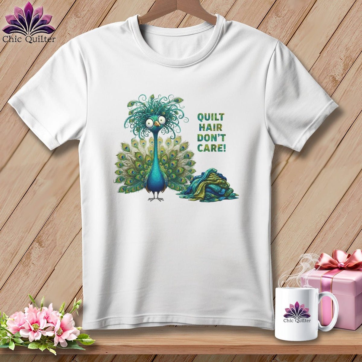 MyDesigns Physical Item S / White Quilt Hair Don’t Care ~ Lady Plumeadora ~ Relaxed Fit Tee