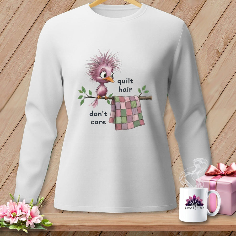 MyDesigns Physical Item S / White Quilt Hair Don’t Care ~ Pip Patchlet ~ Long Sleeve Tee