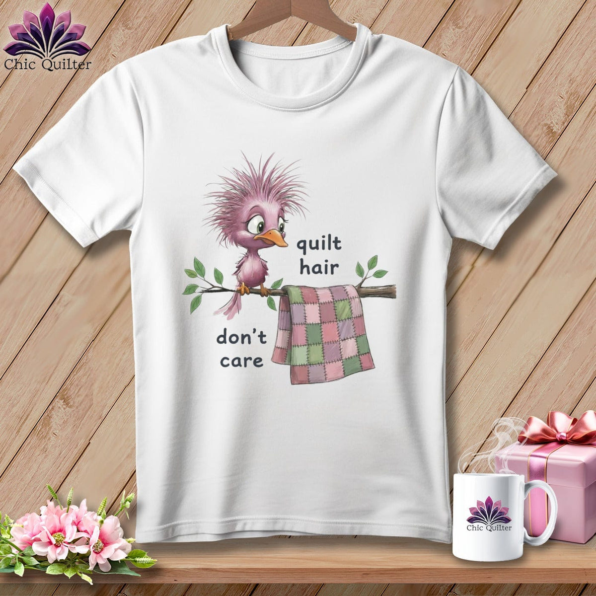 MyDesigns Physical Item S / White Quilt Hair Don’t Care ~ Pip Patchlet ~ Relaxed Fit Tee