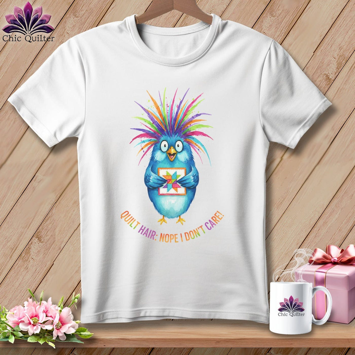 MyDesigns Physical Item S / White Quilt Hair Don’t Care ~ Ruckus Jay ~ Relaxed Fit Tee