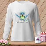 MyDesigns Physical Item S / White Quilt Hair Don’t Care ~ Ziggy Bobbin ~ Long Sleeve Tee