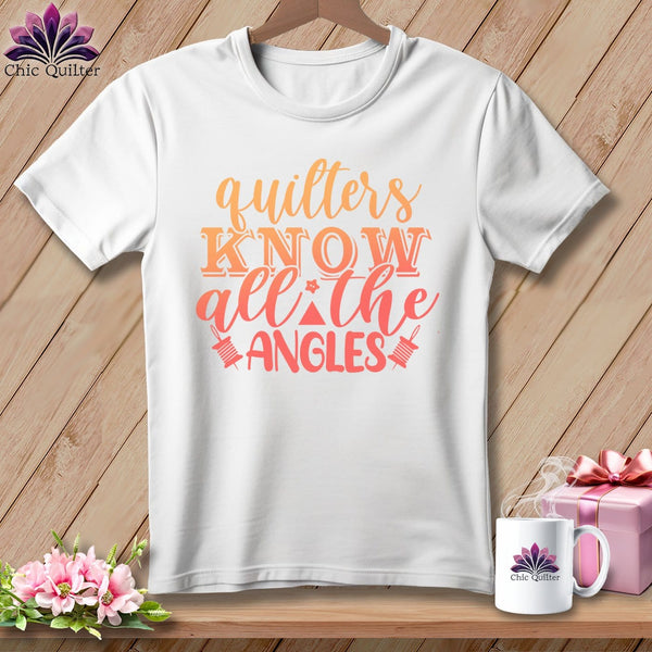 MyDesigns Physical Item S / White Quilters Know All the Angles ~ Relaxed Fit Tee