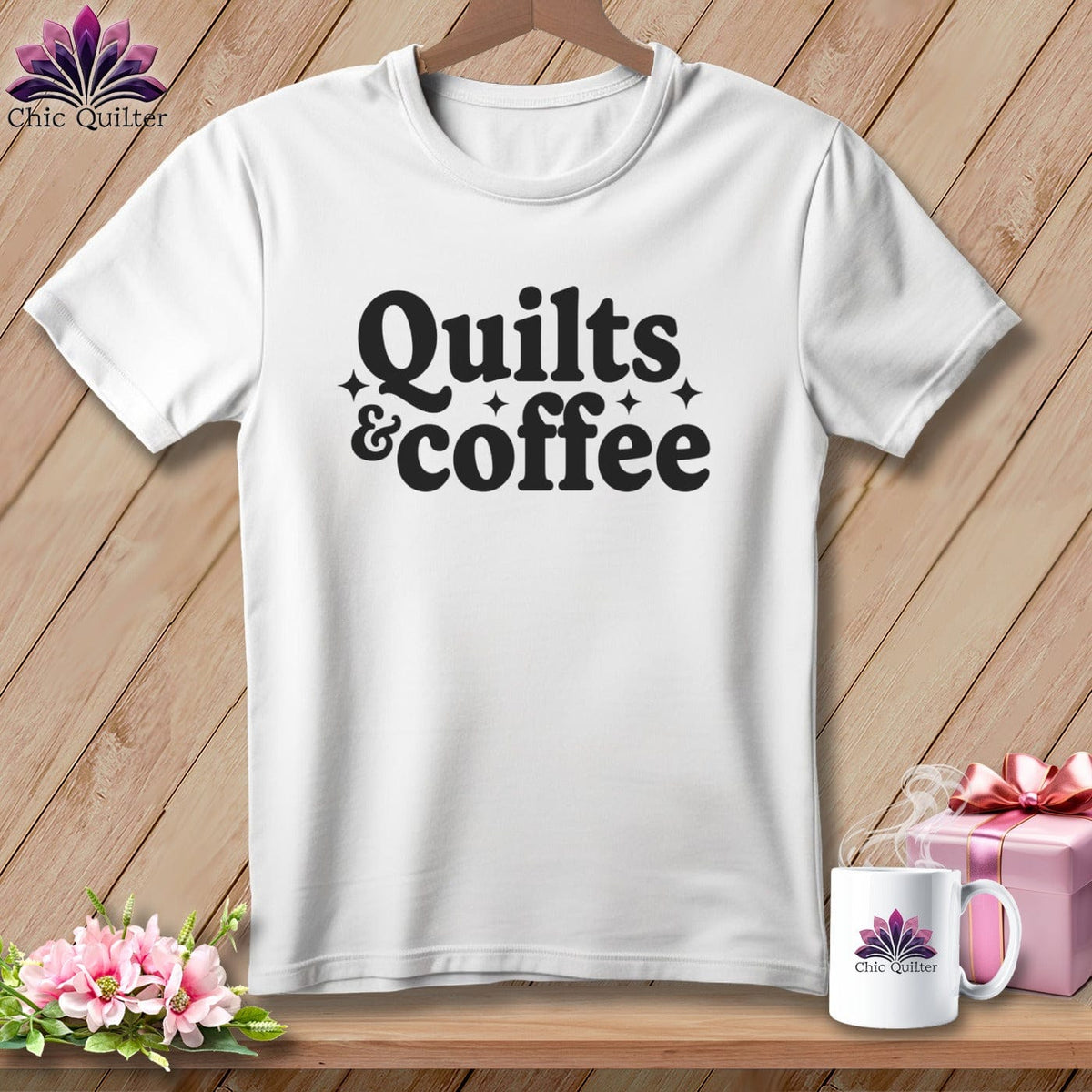 MyDesigns Physical Item S / White Quilts & Coffee ~ Premium Tee