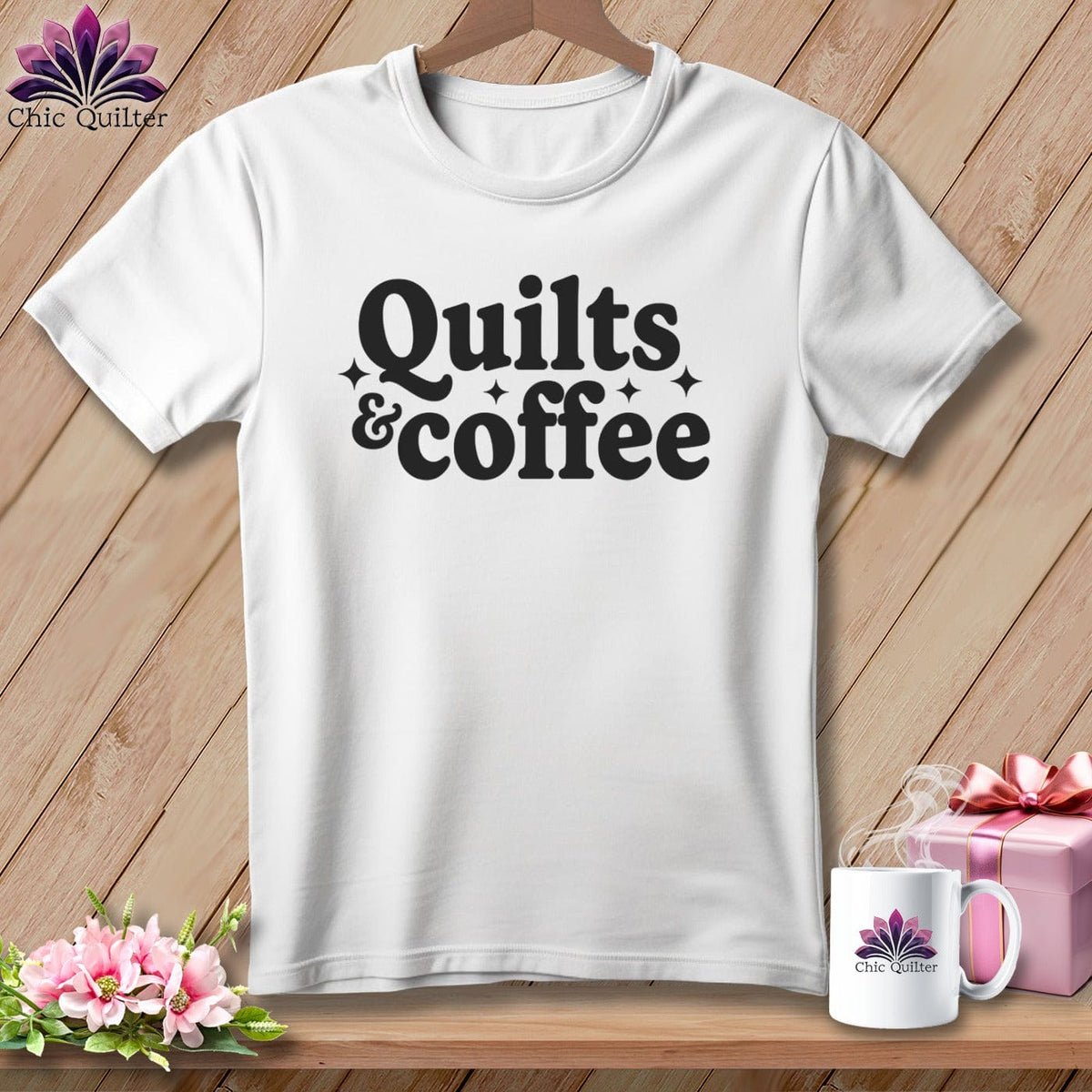 MyDesigns Physical Item S / White Quilts & Coffee ~ Relaxed Fit Tee