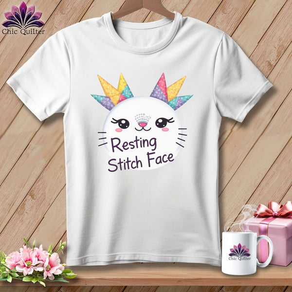 MyDesigns Physical Item S / White Quirky Impact - Resting Stitch Face ~ Relaxed Fit Tee
