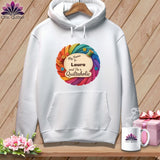 MyDesigns Physical Item S / White Rainbow Personalized Curves & Button Bloom ~ Premium Hoodie