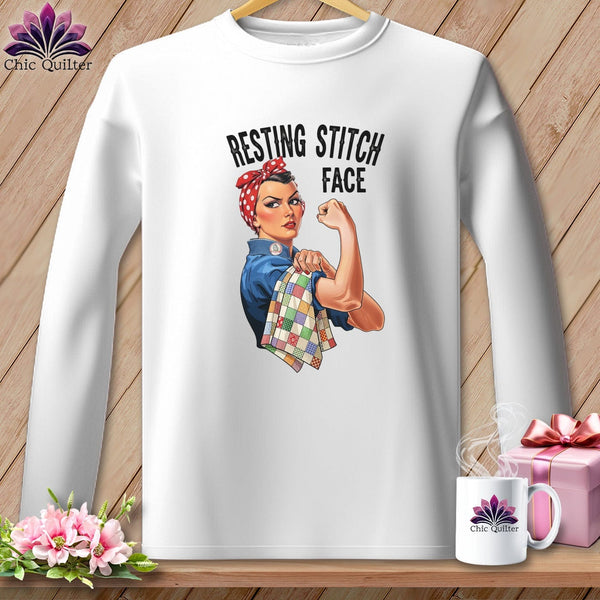 MyDesigns Physical Item S / White Rosie the Binder - Resting Stitch Face ~ Long Sleeve Tee
