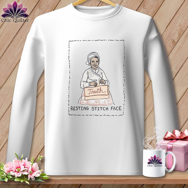 MyDesigns Physical Item S / White Sewjourner Truth - Resting Stitch Face ~ Long Sleeve Tee