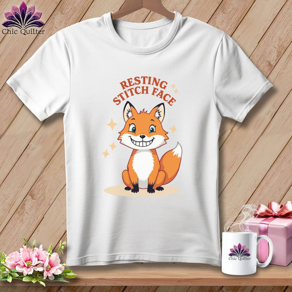 MyDesigns Physical Item S / White Silly Fox - Resting Stitch Face ~ Premium Tee
