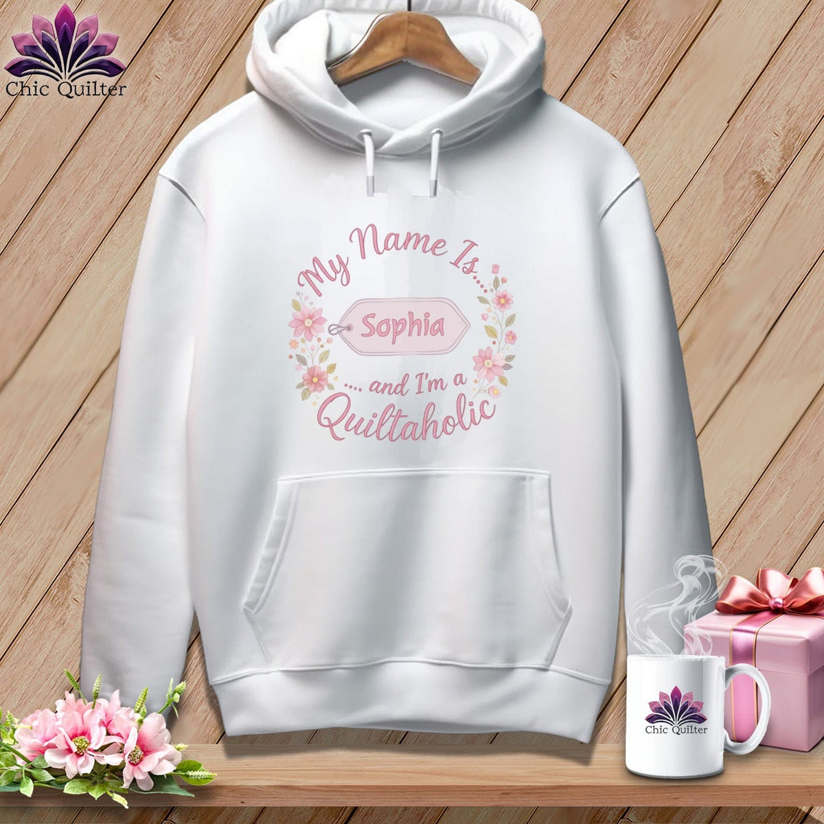 MyDesigns Physical Item S / White Soft Vintage Personalized Name Tag ~ Premium Hoodie