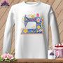 MyDesigns Physical Item S / White Spring Blossom ~ April Design ~ Quilter's Calendar Subscription (March Start) ~ Premium Long Sleeve Tee
