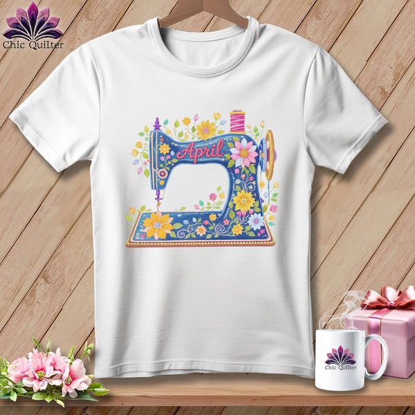 MyDesigns Physical Item S / White Spring Blossom ~ April Design ~ Quilter's Calendar Subscription (March Start) ~ Premium Tee