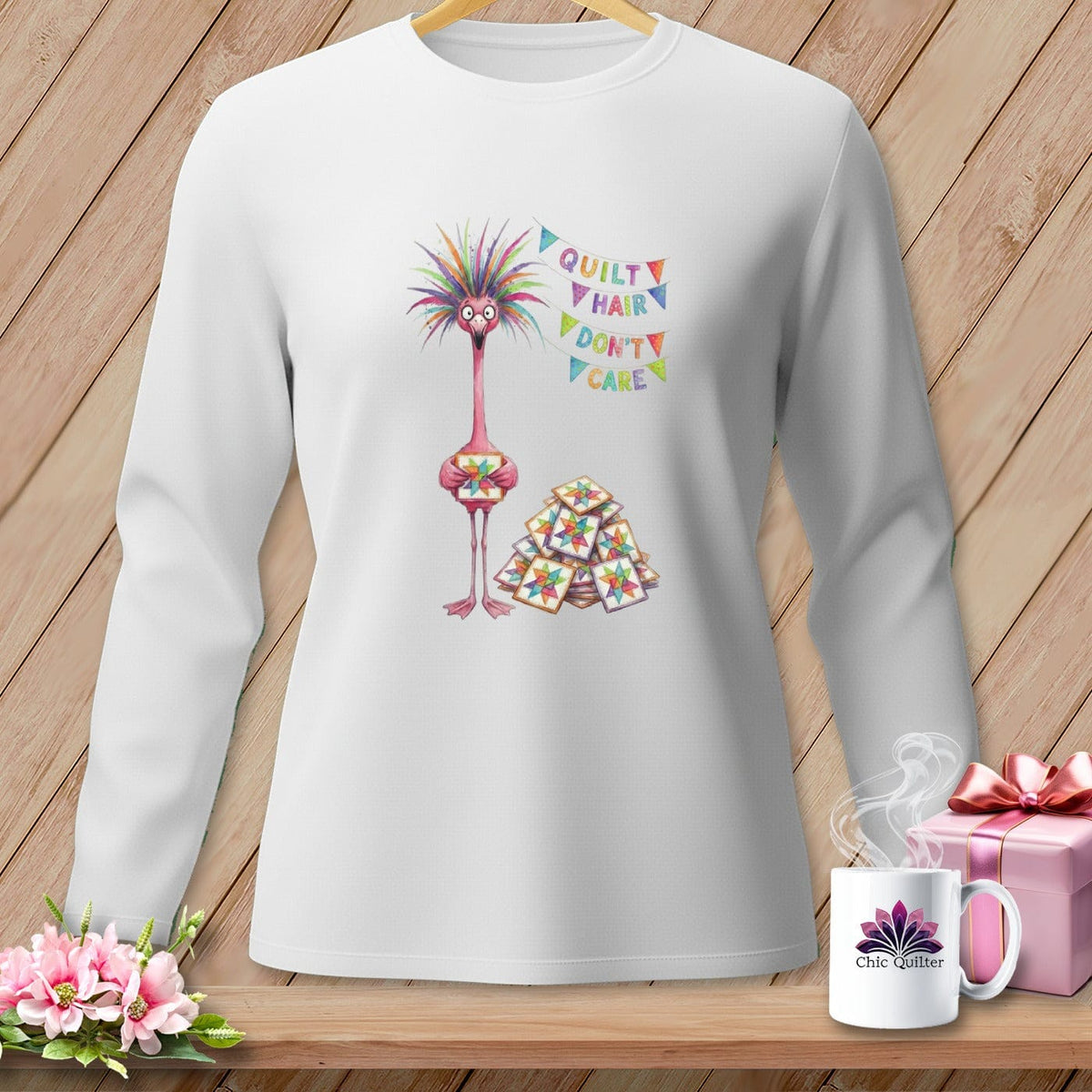 MyDesigns Physical Item S / White Starla Flamingle ~ Long Sleeve Tee