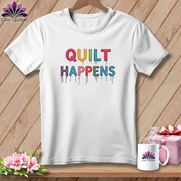 MyDesigns Physical Item S / White Stitched Quilt Happens ~ Relaxed Fit Tee