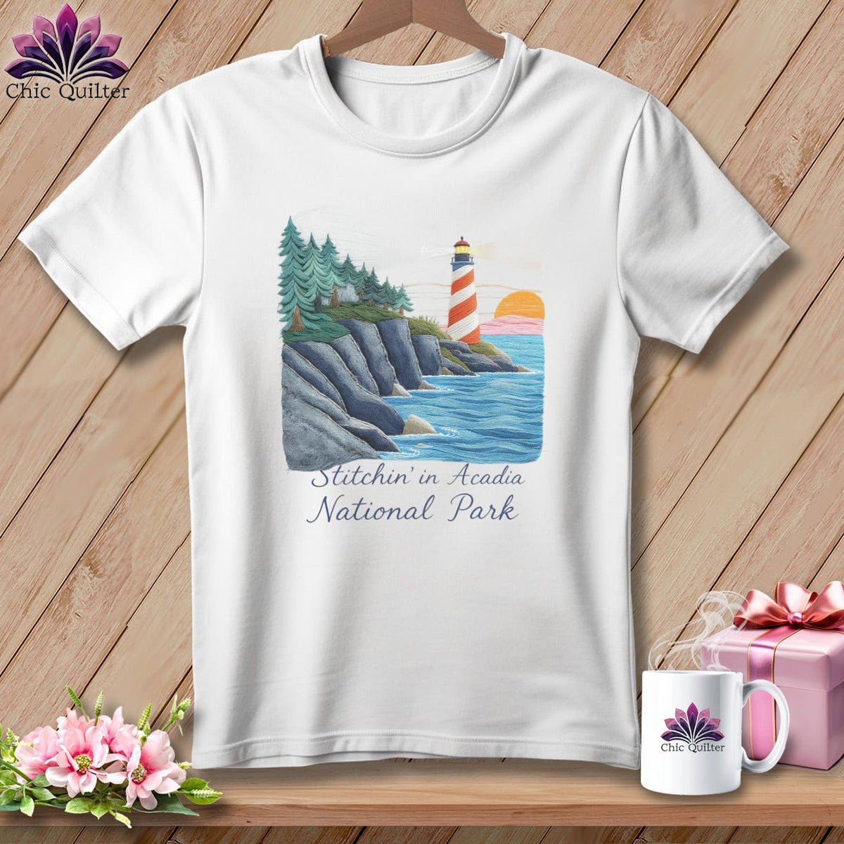MyDesigns Physical Item S / White Stitchin' in Acadia National Park ~ Relaxed Fit Tee