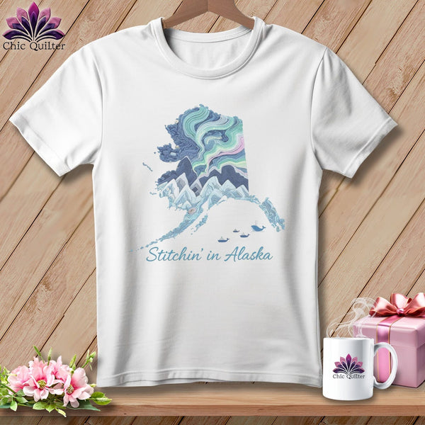 MyDesigns Physical Item S / White Stitchin' in Alaska ~ Relaxed Fit Tee