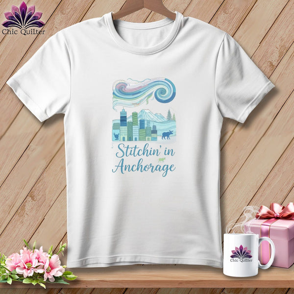 MyDesigns Physical Item S / White Stitchin' in Anchorage ~ Relaxed Fit Tee