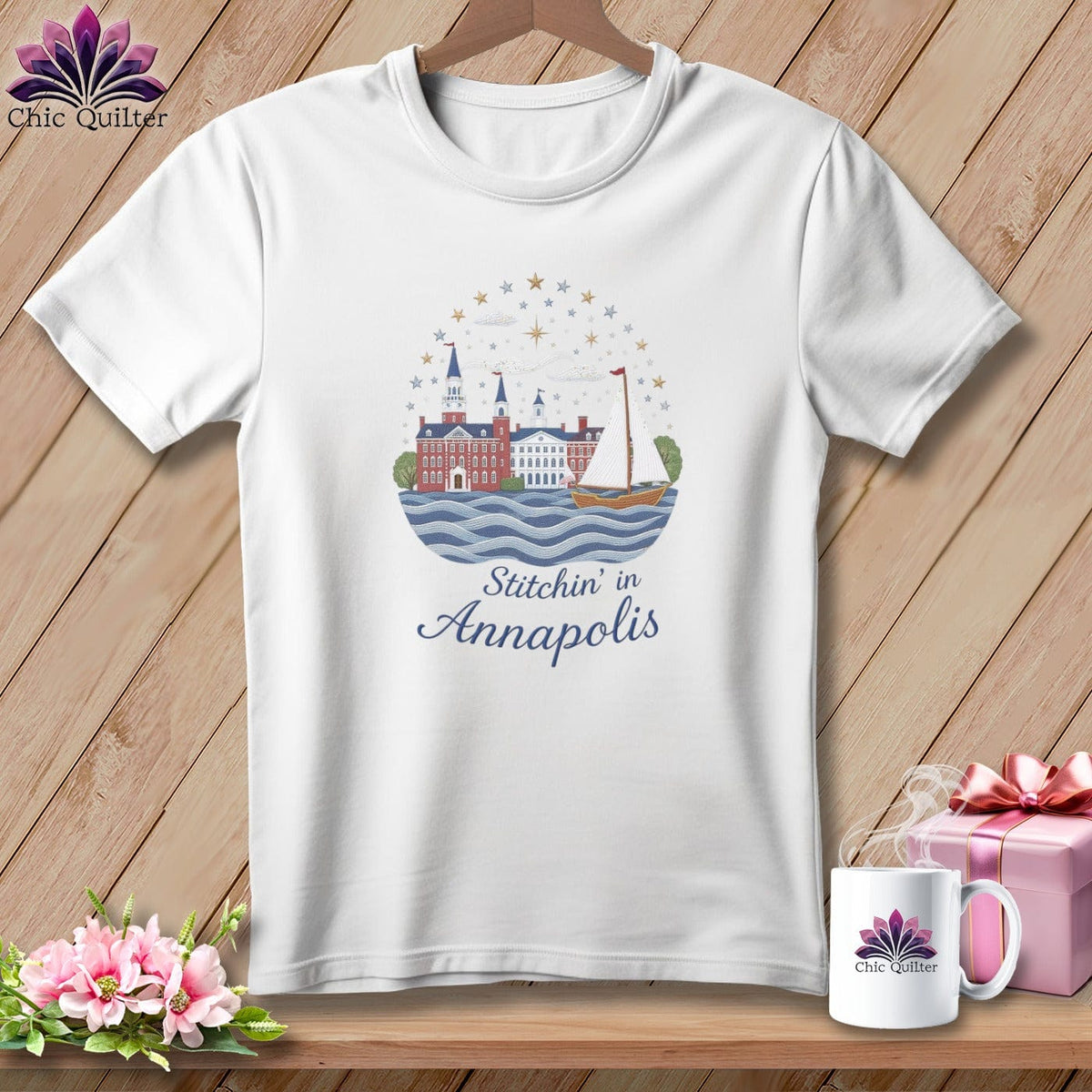MyDesigns Physical Item S / White Stitchin' in Annapolis ~ Relaxed Fit Tee