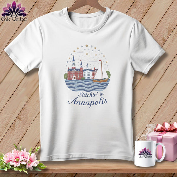 MyDesigns Physical Item S / White Stitchin' in Annapolis ~ Relaxed Fit Tee