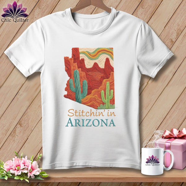 MyDesigns Physical Item S / White Stitchin' in Arizona ~ Relaxed Fit Tee