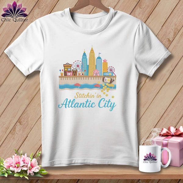 MyDesigns Physical Item S / White Stitchin' in Atlantic City ~ Relaxed Fit Tee