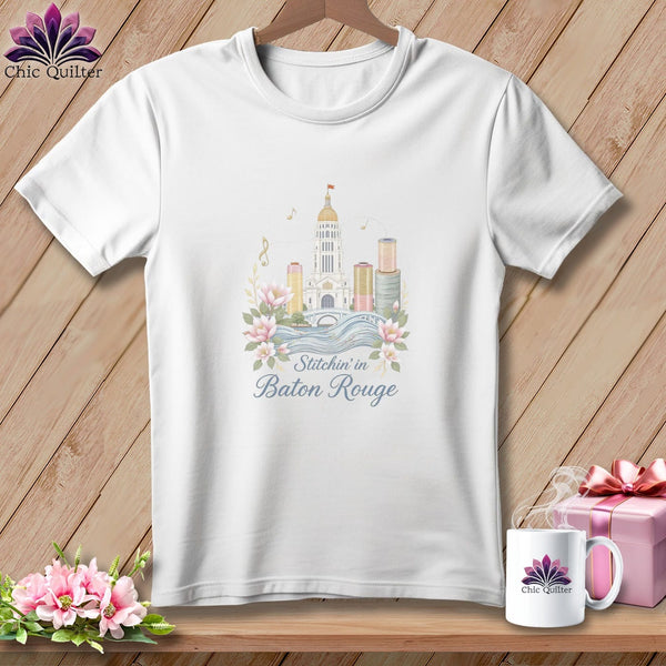 MyDesigns Physical Item S / White Stitchin' in Baton Rouge ~ Relaxed Fit Tee