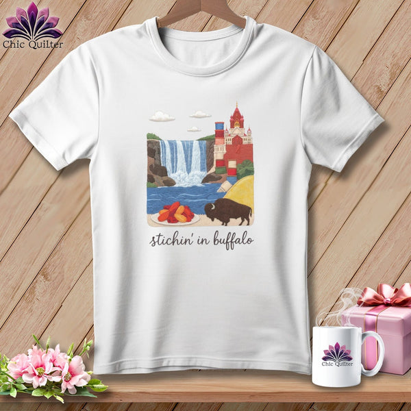 MyDesigns Physical Item S / White Stitchin' in Buffalo ~ Relaxed Fit Tee