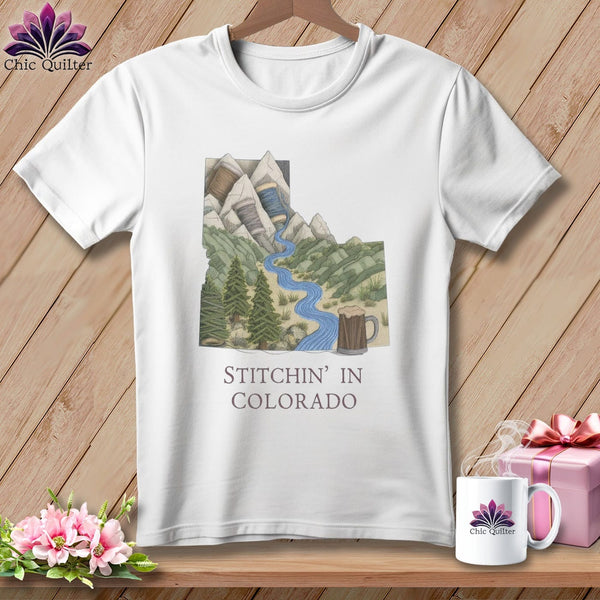 MyDesigns Physical Item S / White Stitchin' in Colorado ~ Relaxed Fit Tee