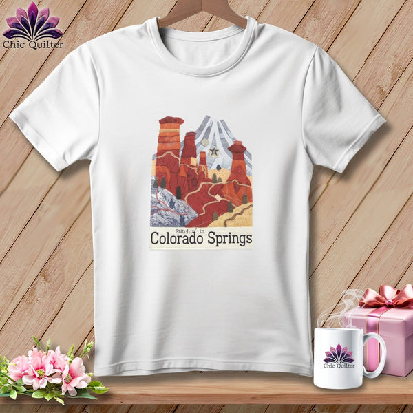 MyDesigns Physical Item S / White Stitchin' in Colorado Springs ~ Relaxed Fit Tee