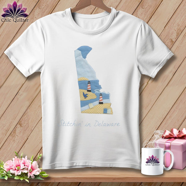MyDesigns Physical Item S / White Stitchin' in Delaware ~ Relaxed Fit Tee