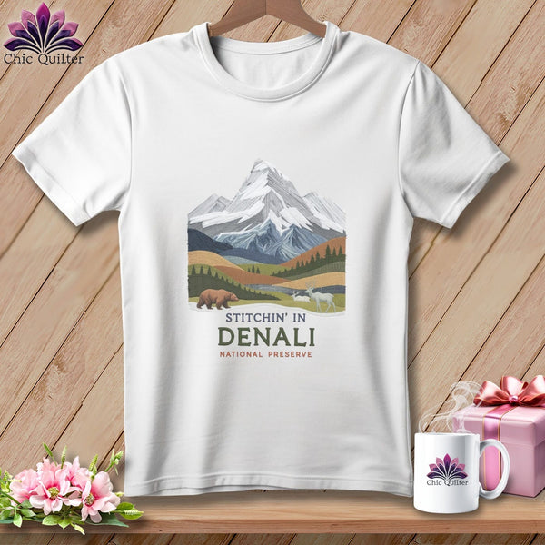 MyDesigns Physical Item S / White Stitchin' in Denali National Park and Preserve ~ Relaxed Fit Tee