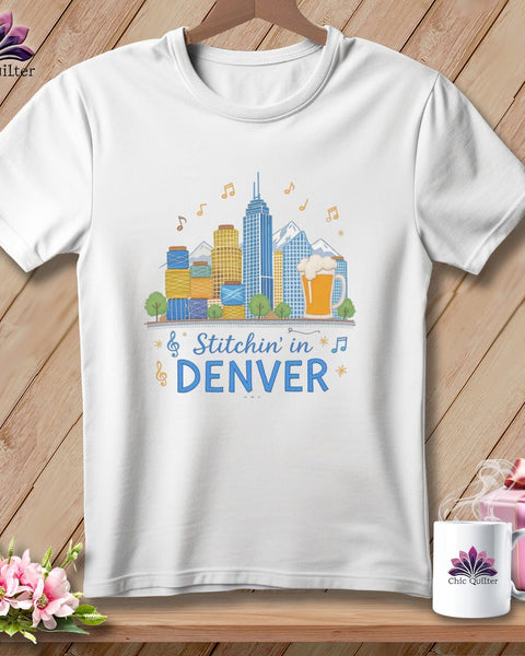 MyDesigns Physical Item S / White Stitchin' in Denver ~ Relaxed Fit Tee