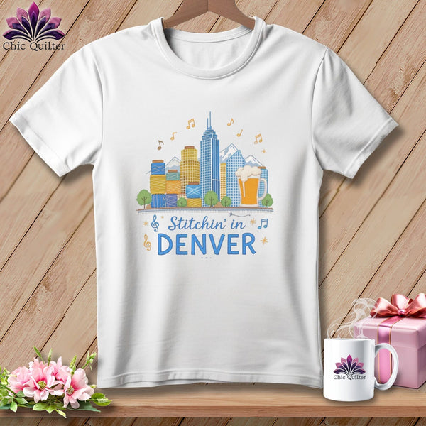 MyDesigns Physical Item S / White Stitchin' in Denver ~ Relaxed Fit Tee