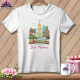 MyDesigns Physical Item S / White Stitchin' in Des Moines ~ Relaxed Fit Tee