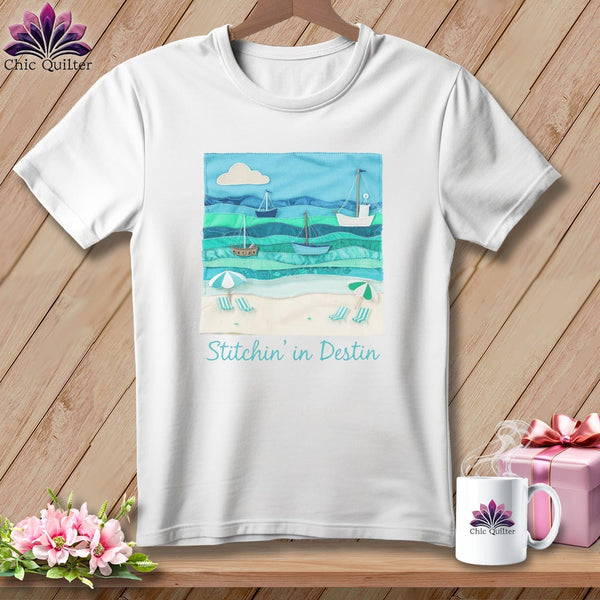 MyDesigns Physical Item S / White Stitchin' in Destin ~ Relaxed Fit Tee