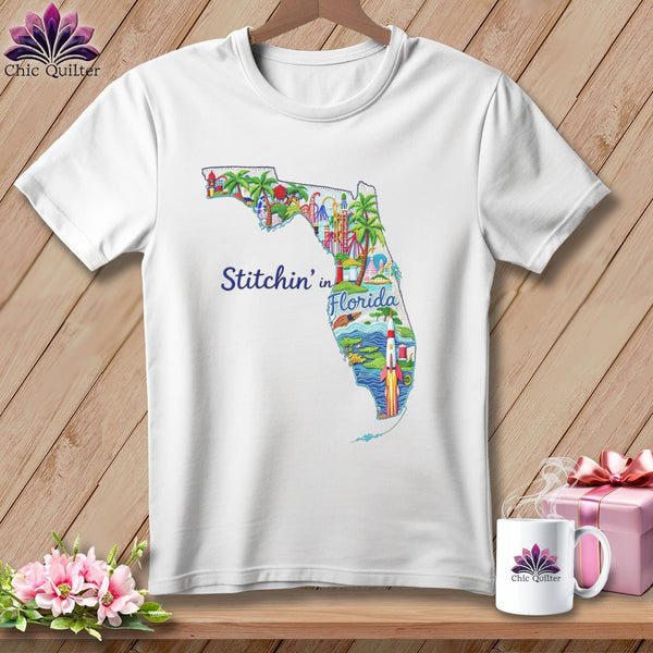 MyDesigns Physical Item S / White Stitchin' in Florida ~ Relaxed Fit Tee