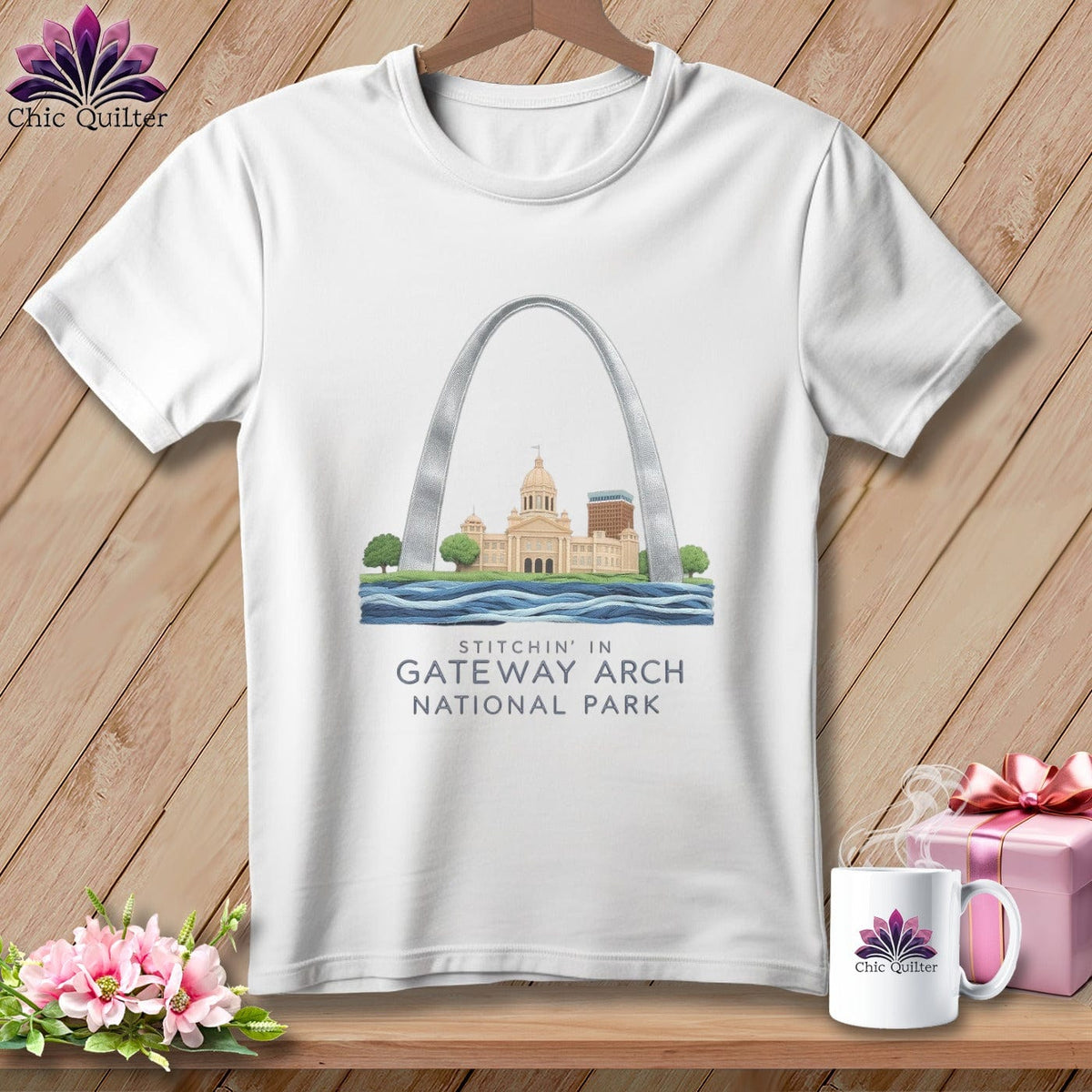 MyDesigns Physical Item S / White Stitchin' in Gateway Arch National Park ~ Relaxed Fit Tee