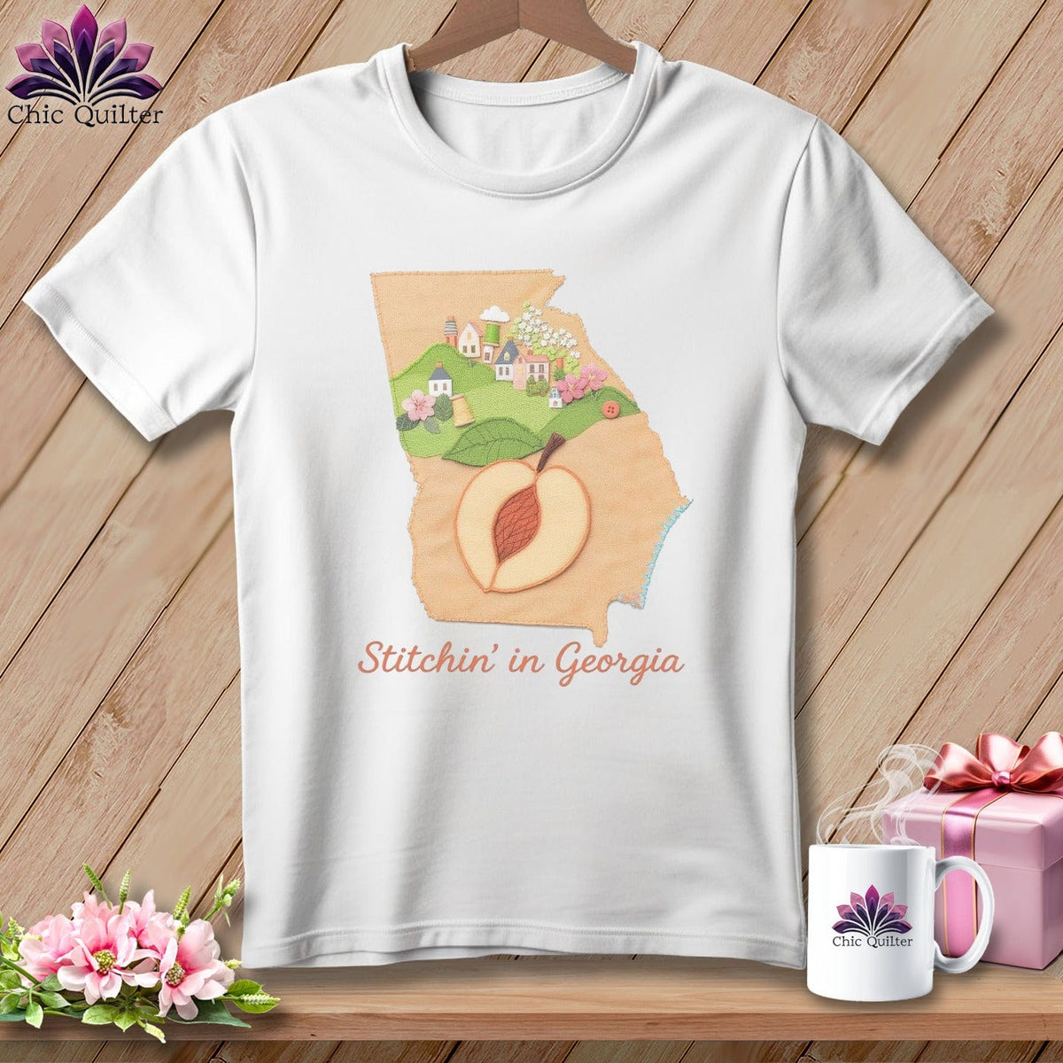 MyDesigns Physical Item S / White Stitchin' in Georgia ~ Relaxed Fit Tee